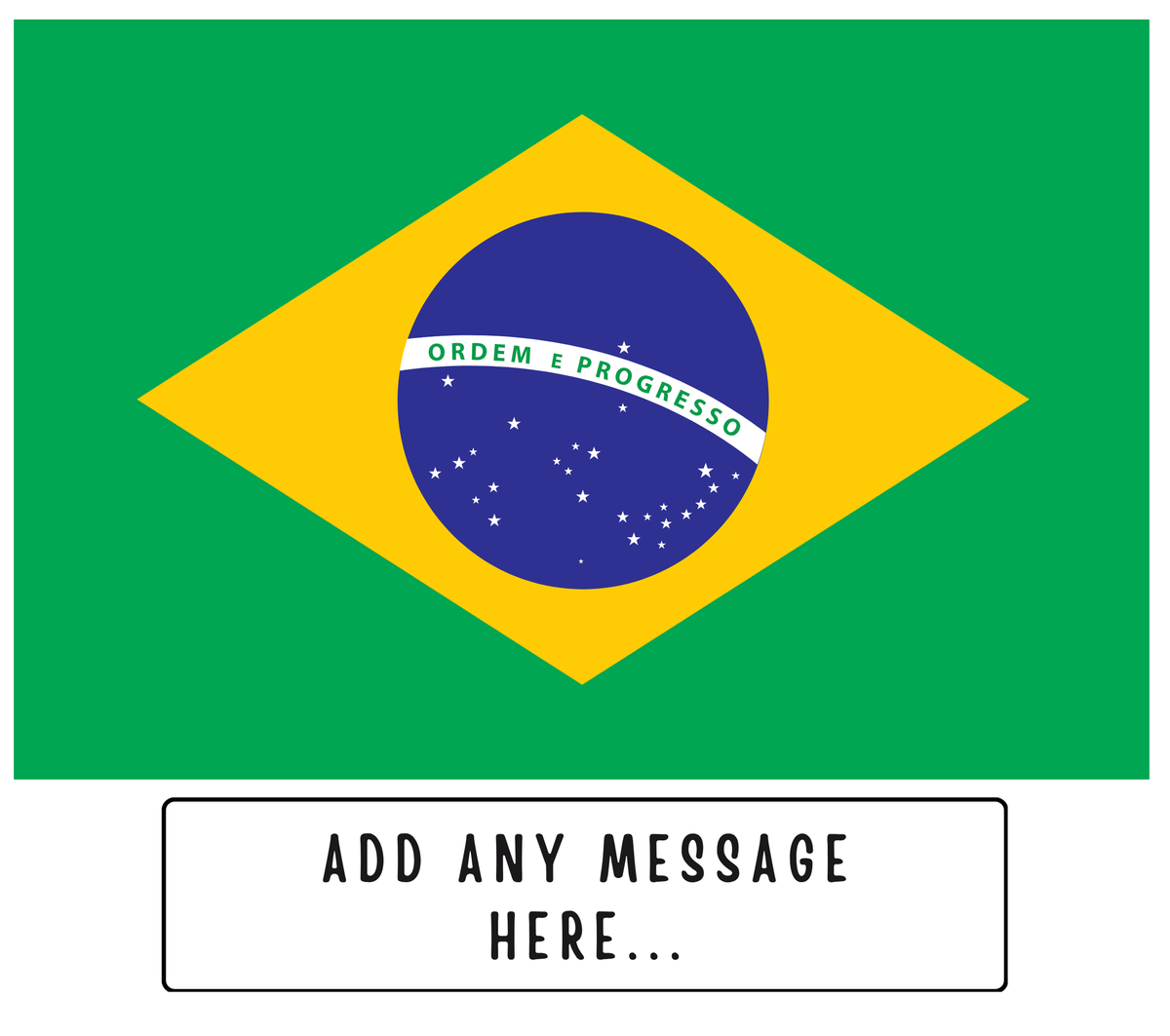 Personalised Brazil flag mug – flat source artwork with space for a personalised message