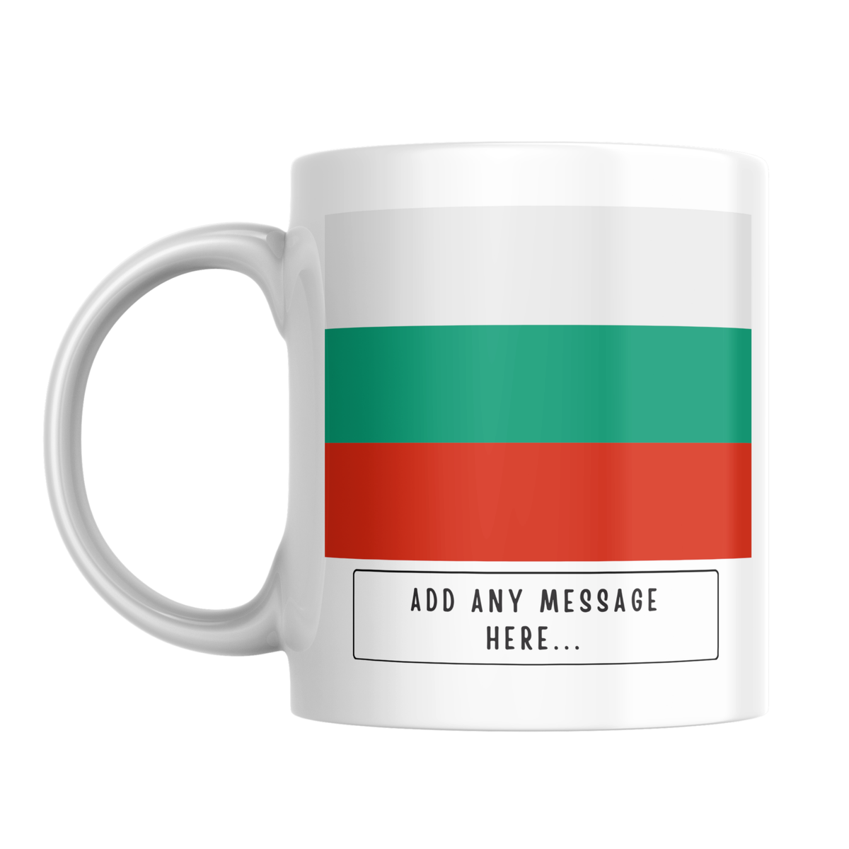 Personalised Bulgaria flag mug – front view