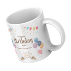 Bunting and Balloons Birthday Mug – angled view