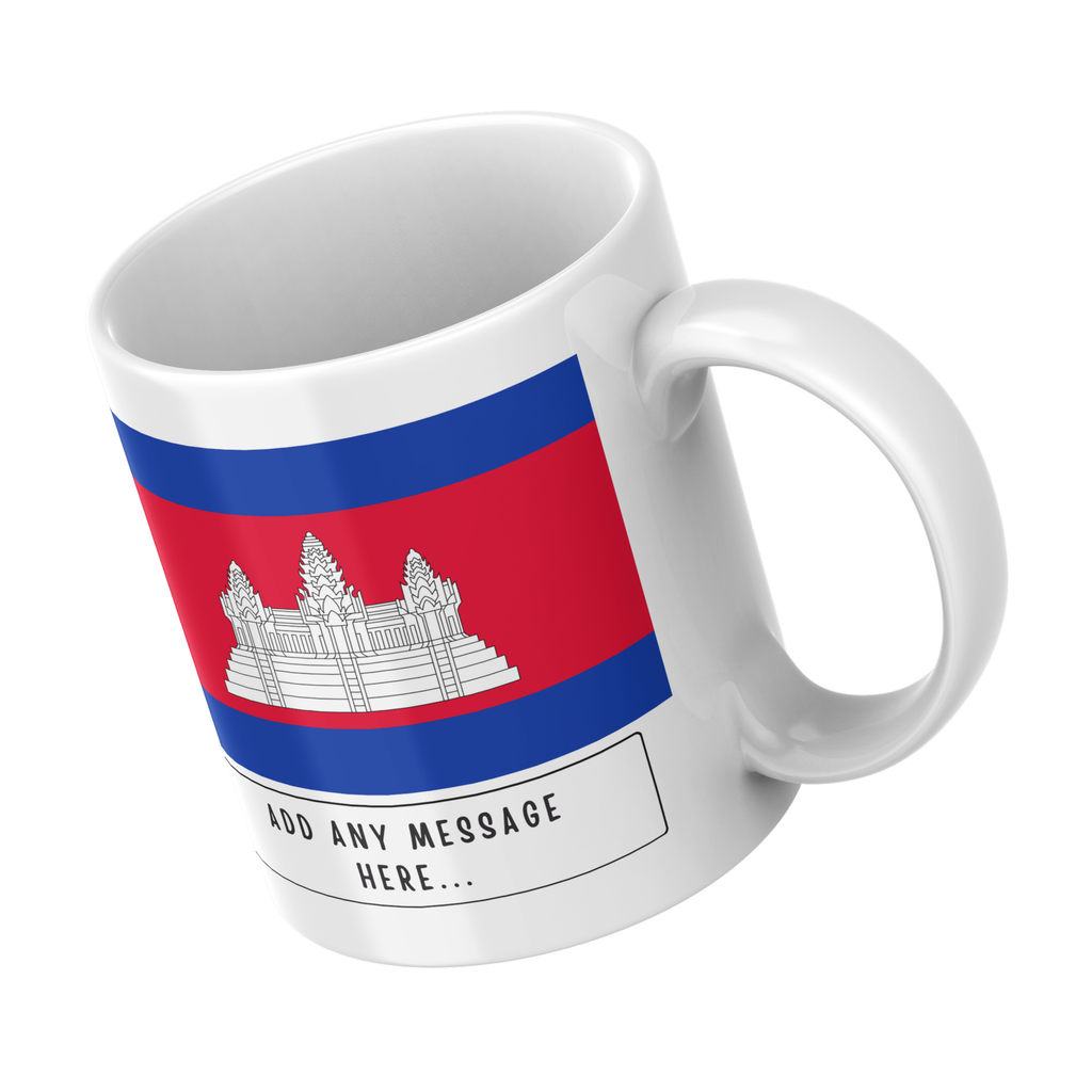 Personalised Cambodia flag mug – angled view