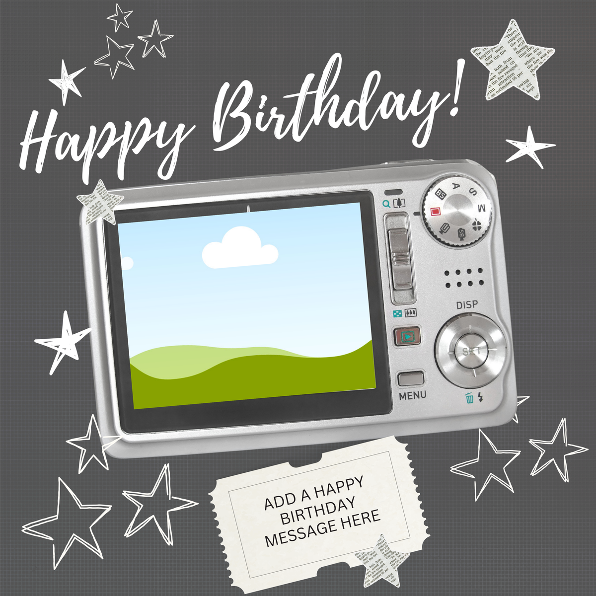 Camera Photo Birthday Mug – flat artwork showing photo placeholder