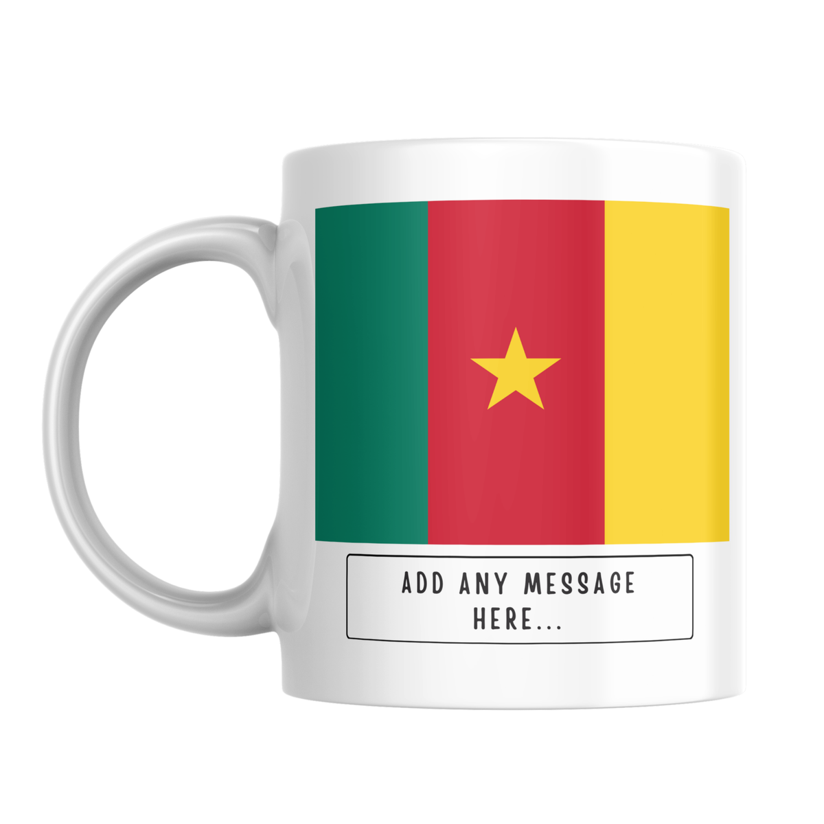 Personalised Cameroon flag mug – front view