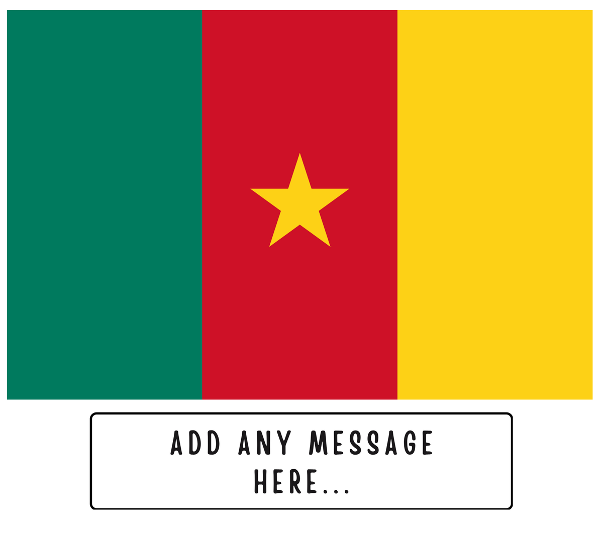 Personalised Cameroon flag mug – flat source artwork with space for a personalised message