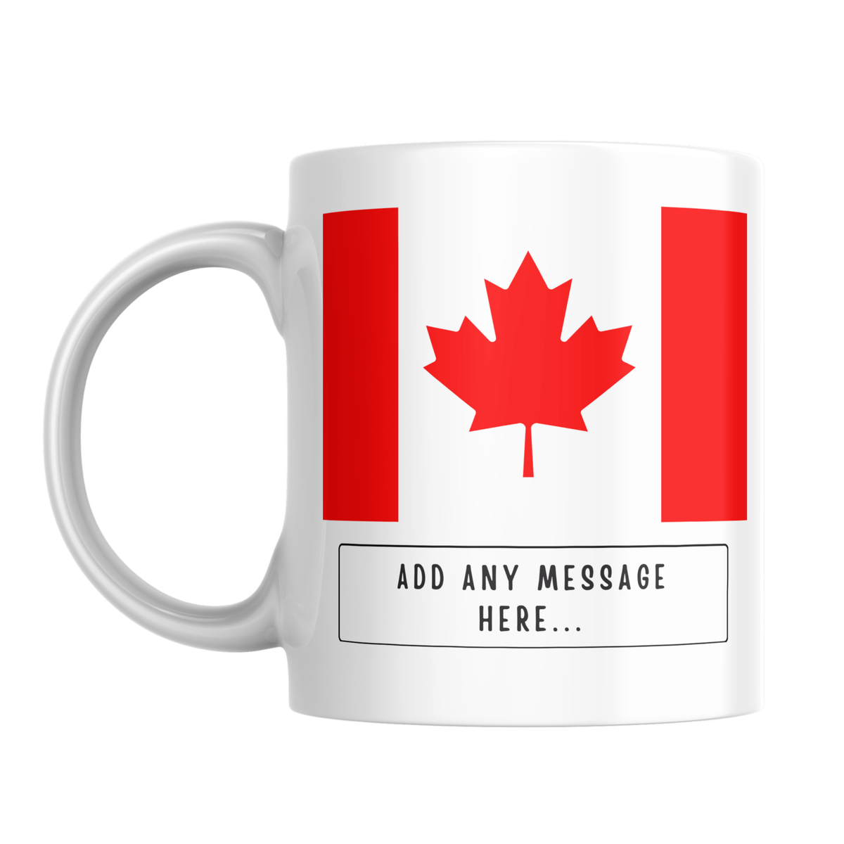 Personalised Canada flag mug – front view