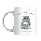 Cat Tangled in Christmas Lights Mug – front view