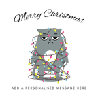Cat Tangled in Christmas Lights Mug – original flat artwork