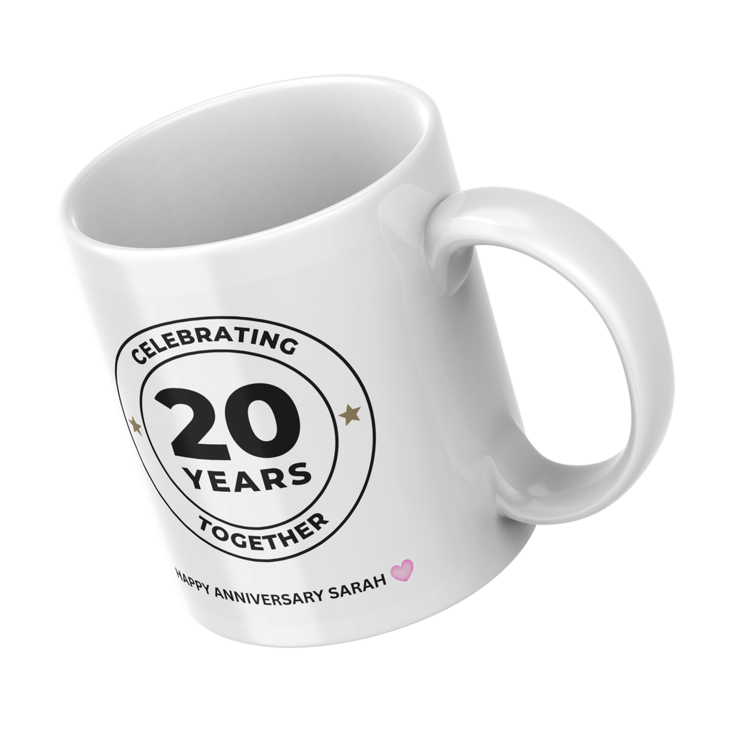 Celebrating Years Together Anniversary Mug – angled view