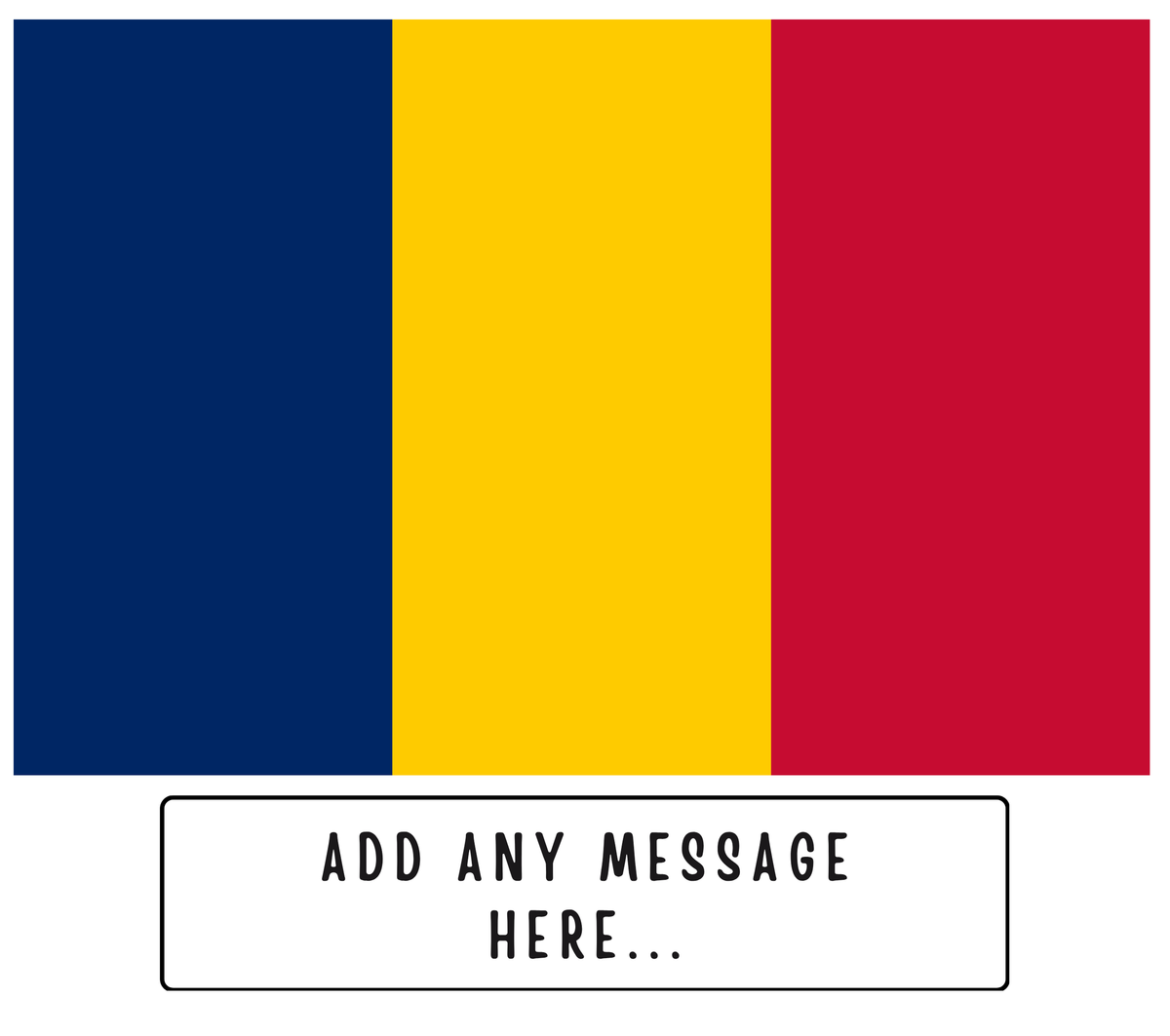 Personalised Chad flag mug – flat source artwork with space for a personalised message