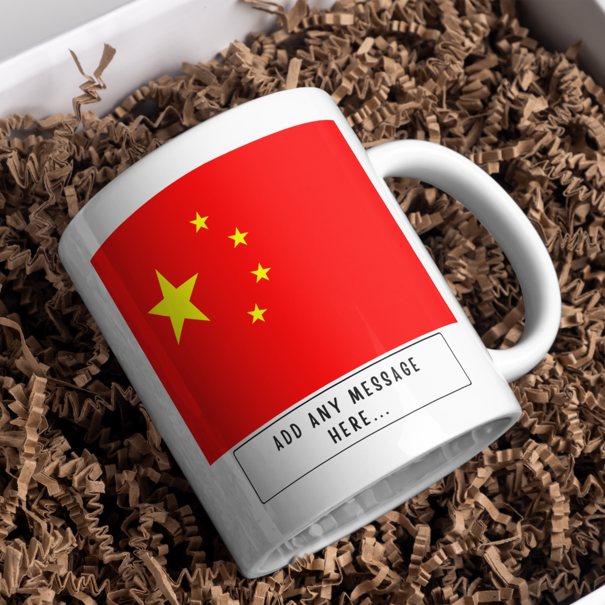 Personalised China flag mug – gift presentation on paper packing