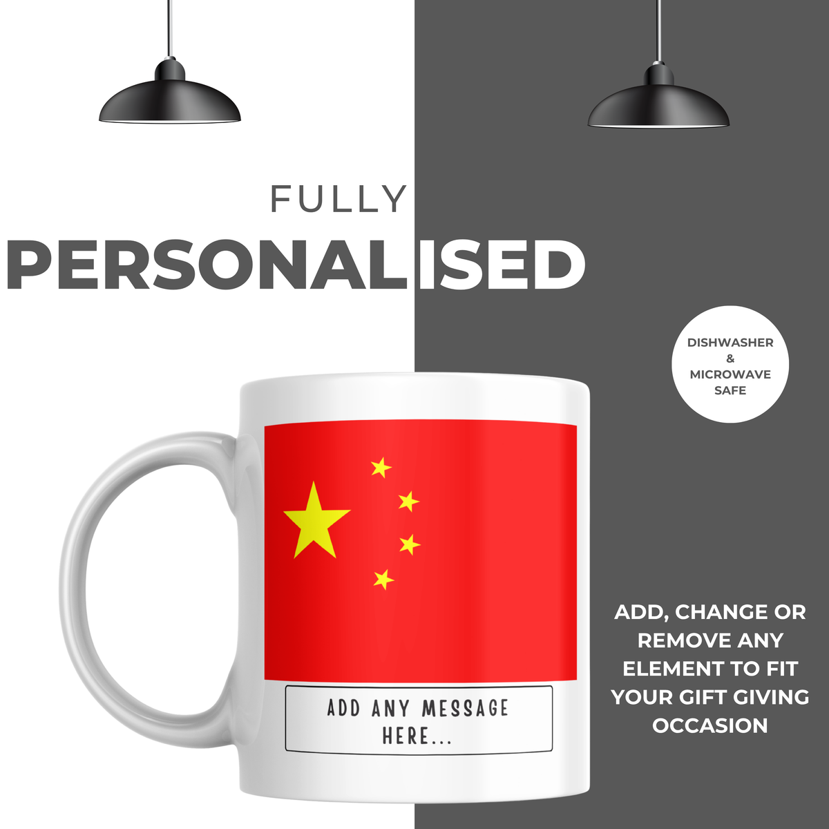 Personalised China flag mug – personalisation and care information