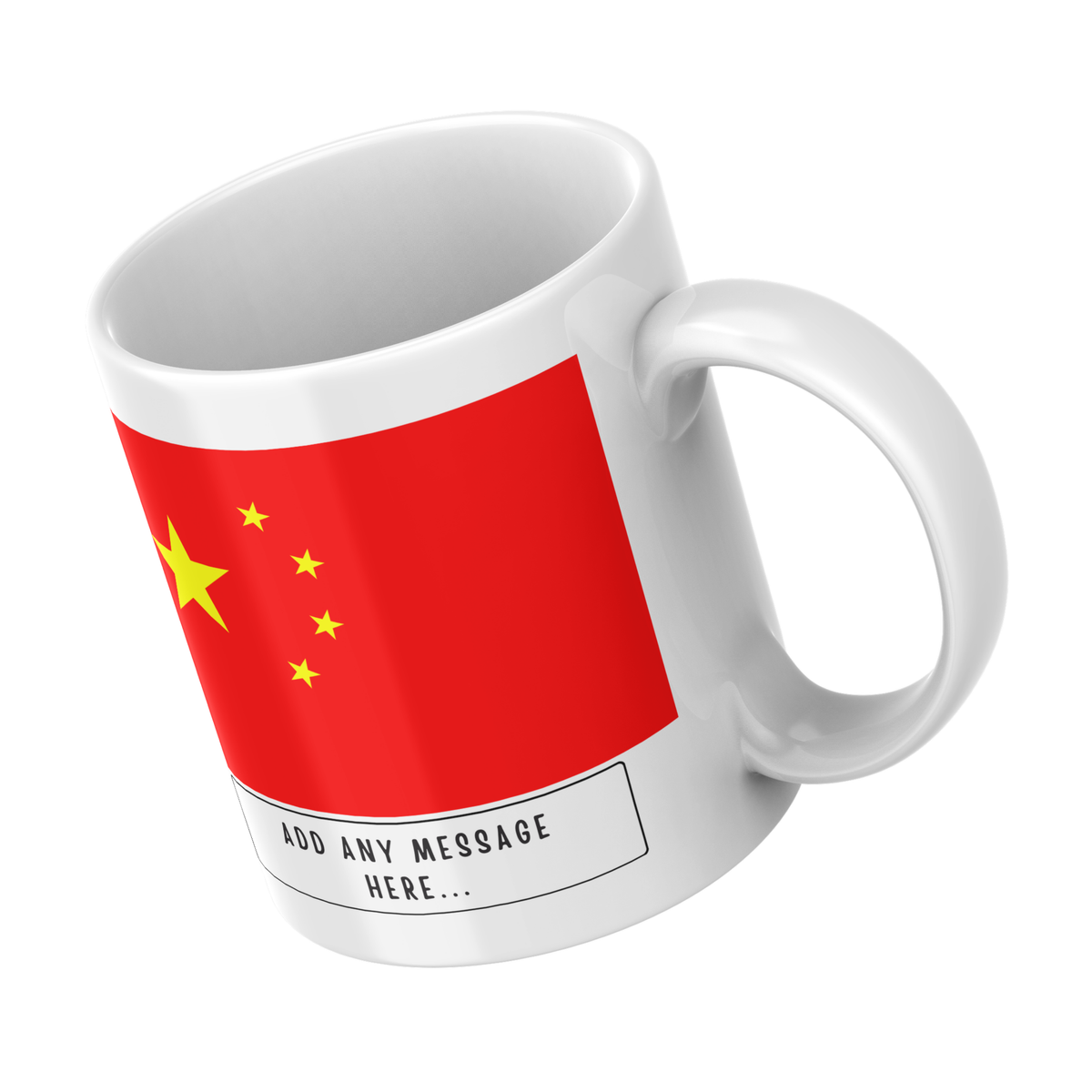 Personalised China flag mug – angled view