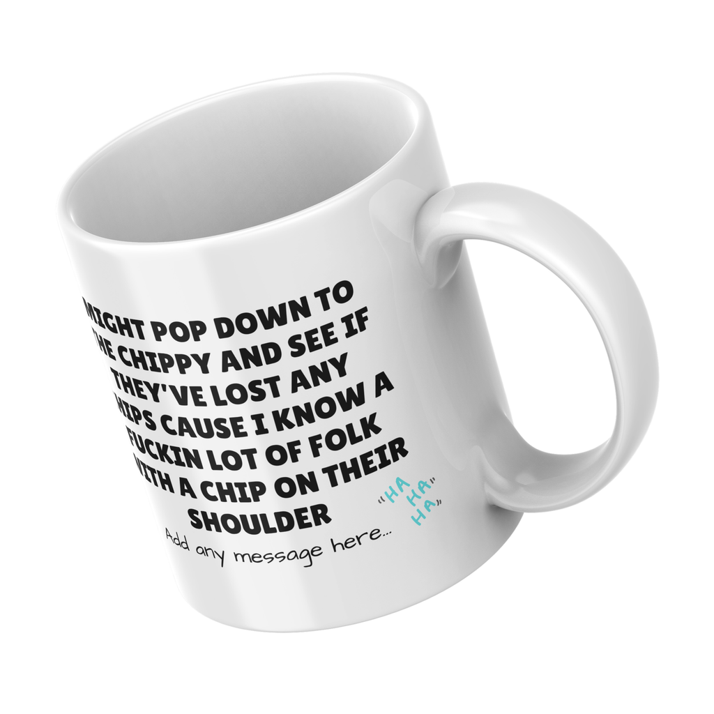 Chip on Their Shoulder Mug – angled view