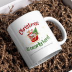 Christmas Is Nearly Here Santa Mug – gift presentation on paper packing