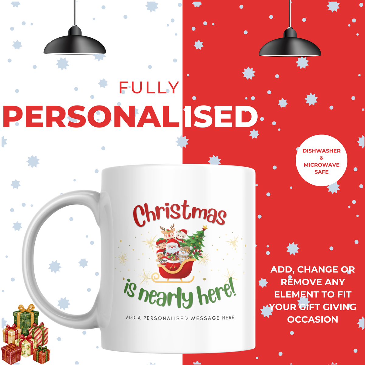 Christmas Is Nearly Here Santa Mug – personalisation information