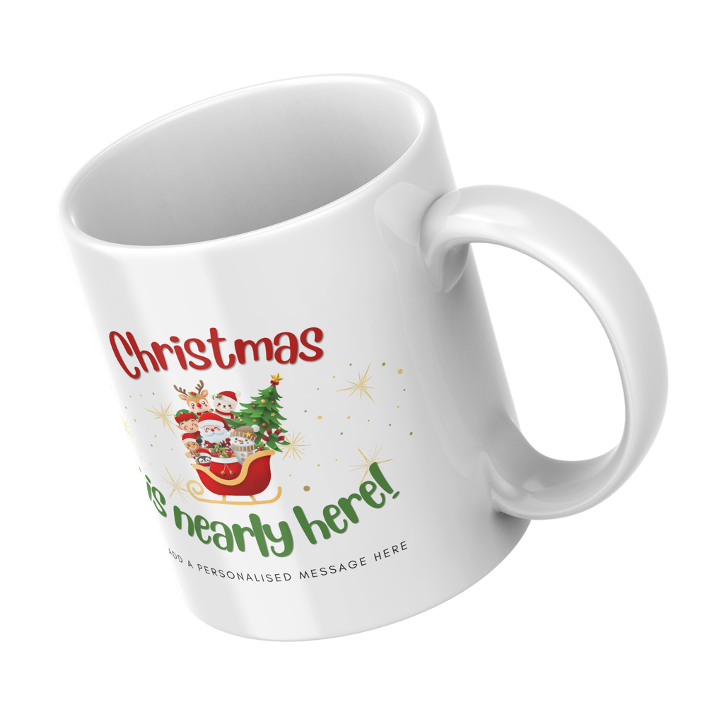 Christmas Is Nearly Here Santa Mug – angled view