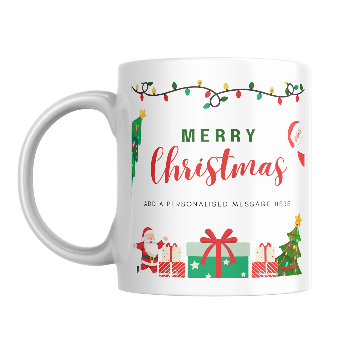Christmas Lights and Presents Mug – front view