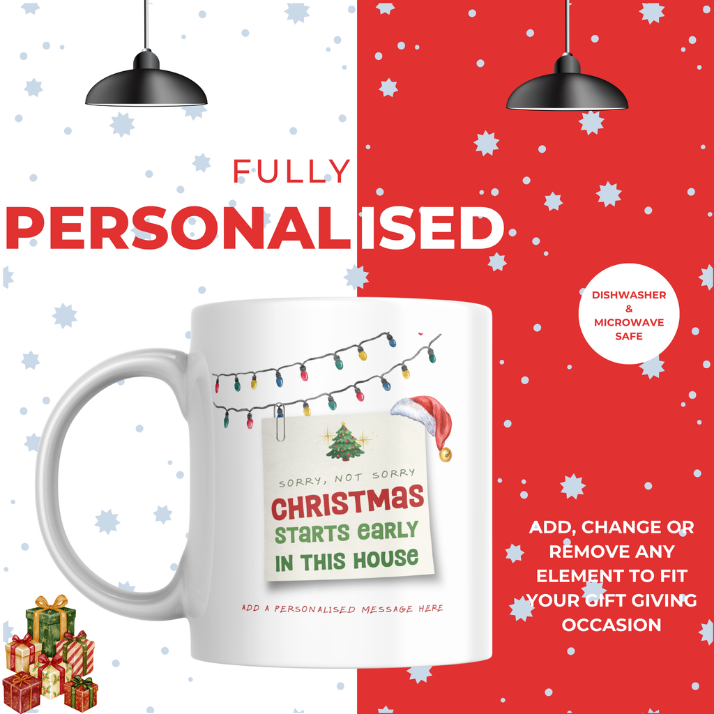 Christmas Starts Early in This House Mug – personalisation information