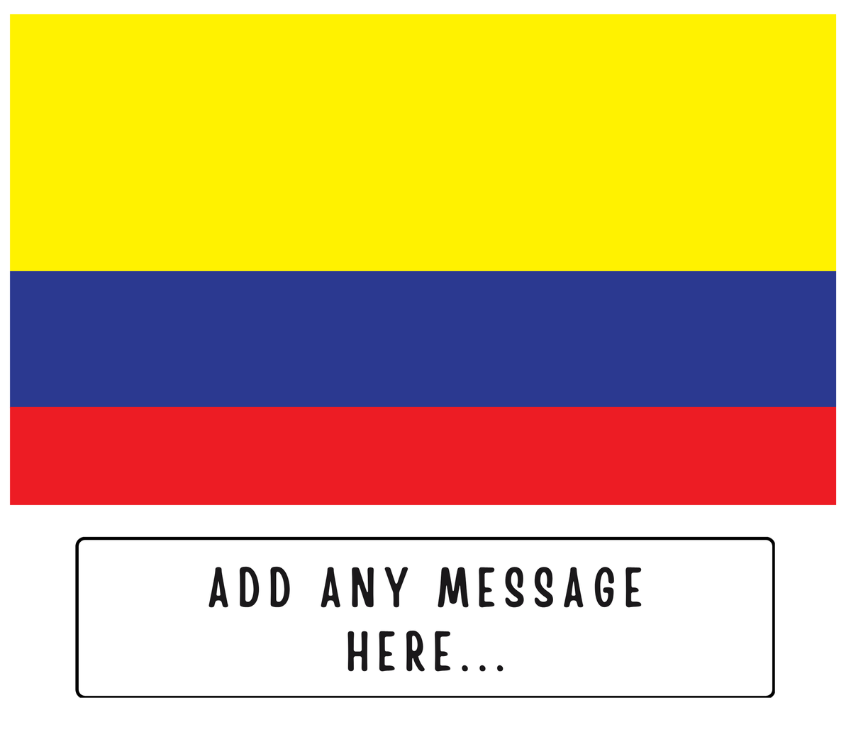 Personalised Colombia flag mug – flat source artwork with space for a personalised message