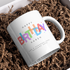 Colourful Birthday Lettering Mug – gift presentation on paper packing