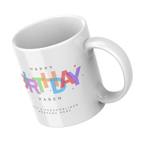 Colourful Birthday Lettering Mug – angled view