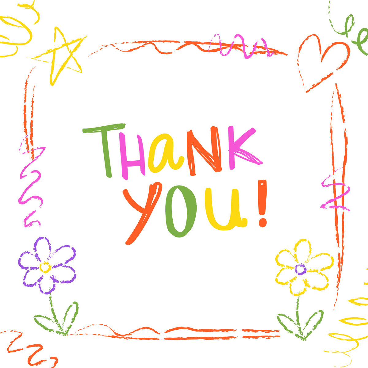 Colourful Doodle Thank You Mug – original flat artwork