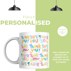 Colourful Thank You Pattern Mug – personalisation information