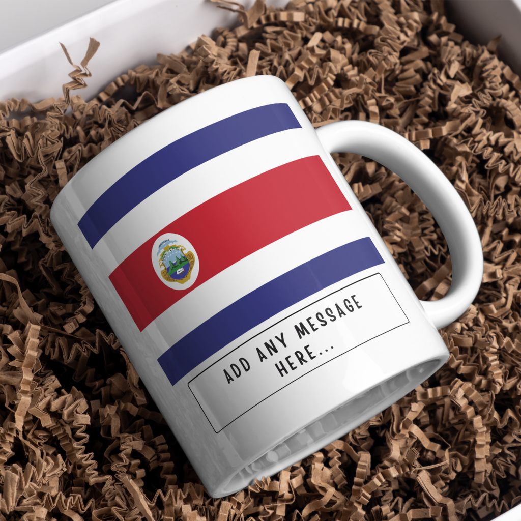Personalised Costa Rica flag mug – gift presentation on paper packing