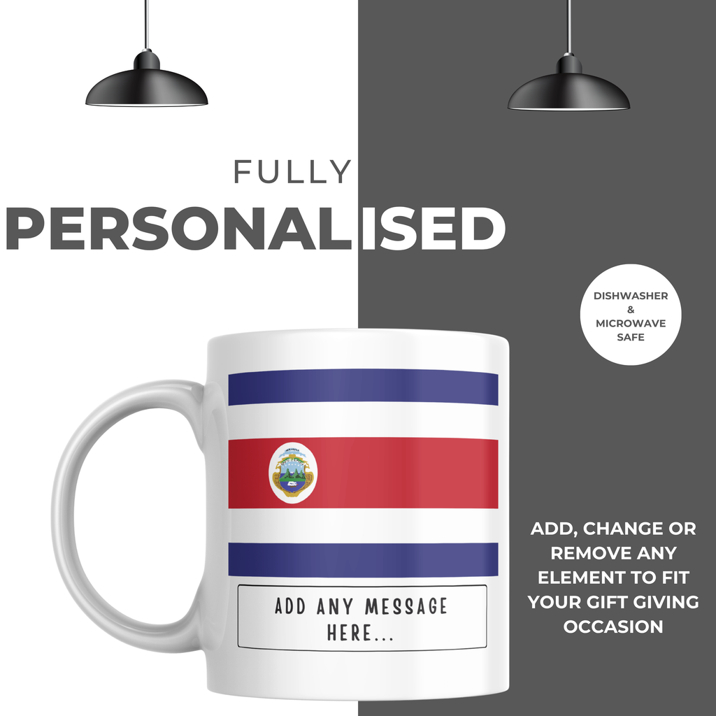 Personalised Costa Rica flag mug – personalisation and care information