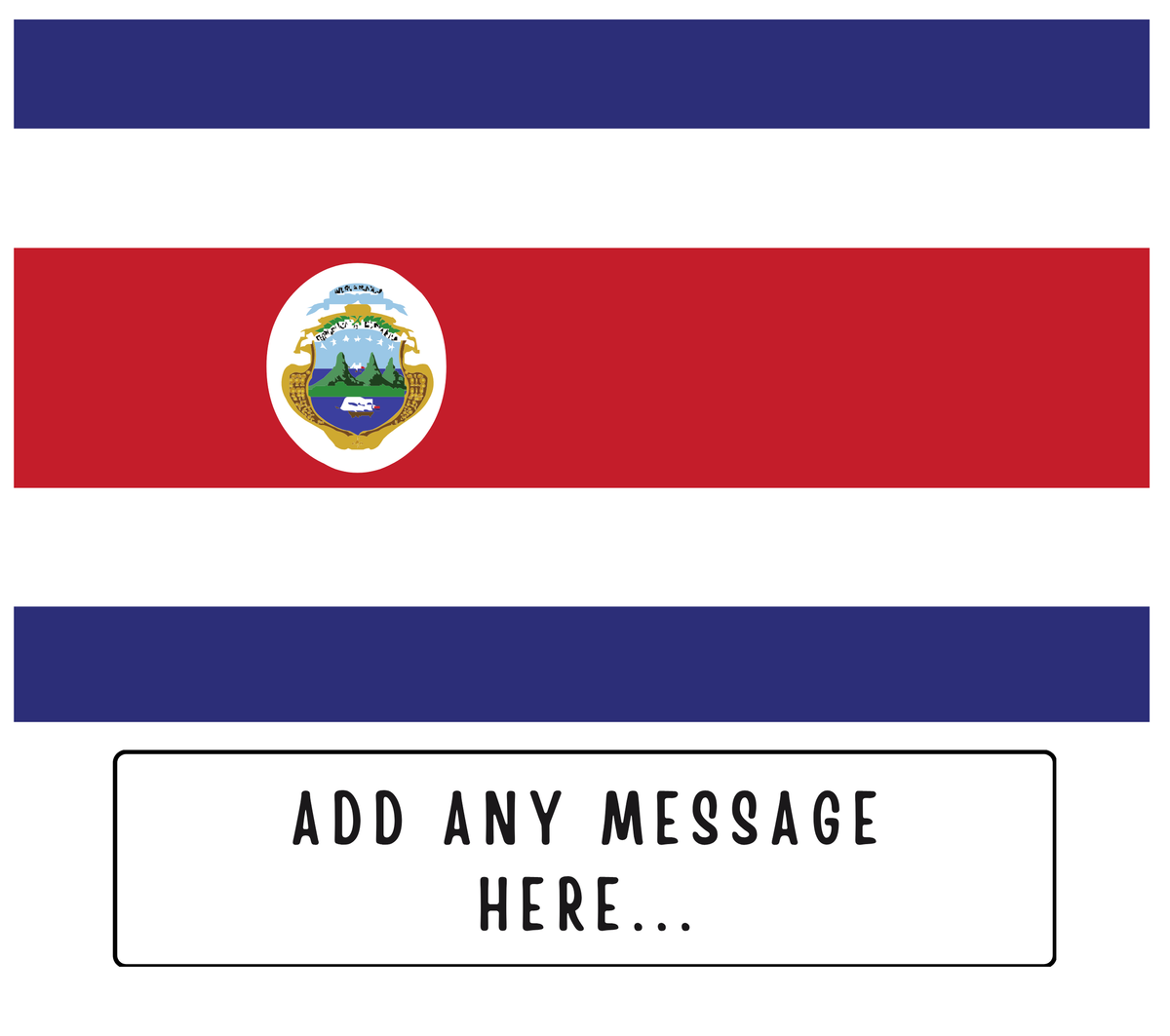 Personalised Costa Rica flag mug – flat source artwork with space for a personalised message