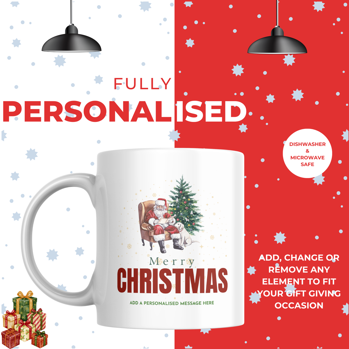 Cosy Santa Chair Christmas Mug – personalisation information