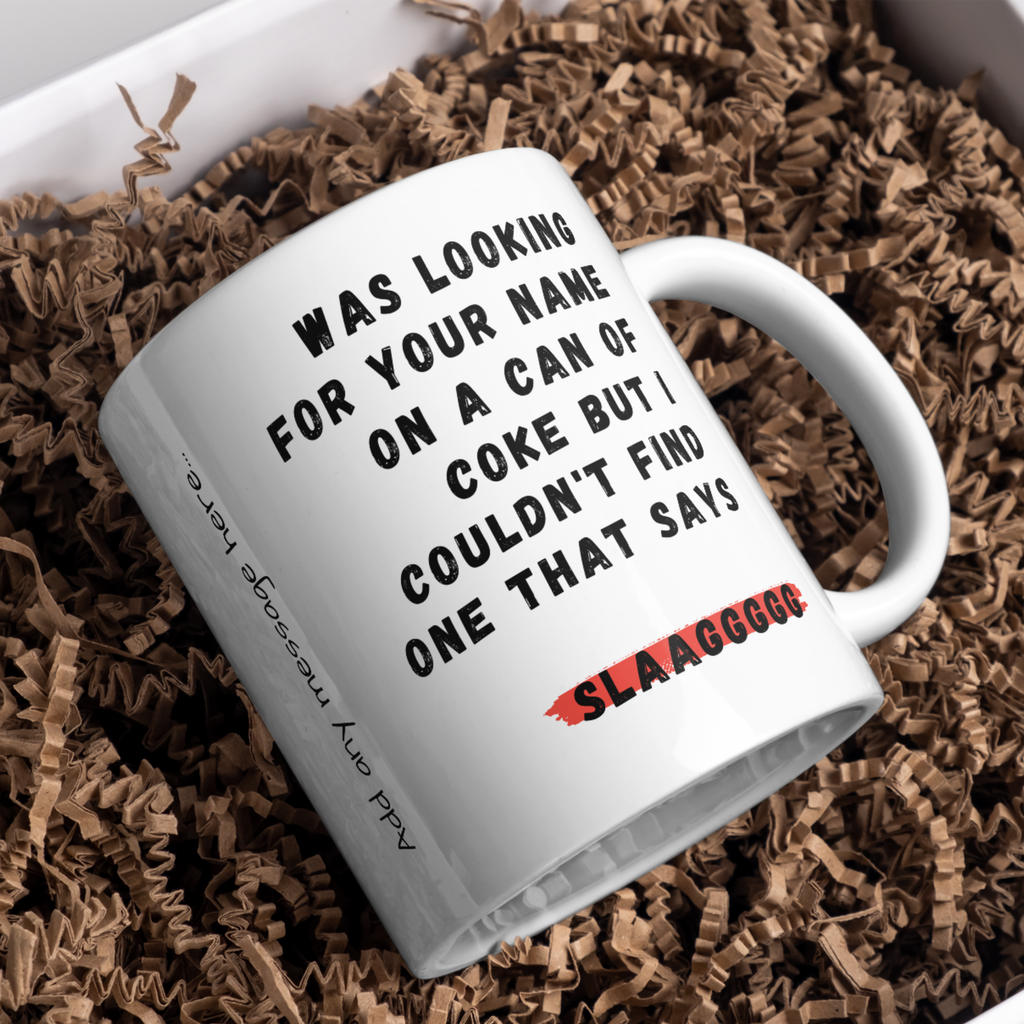 Couldn’t Find Your Name on a Coke Can Mug – gift presentation on paper packing