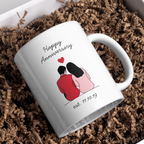 Couple Illustration and Date Anniversary Mug – gift presentation on paper packing