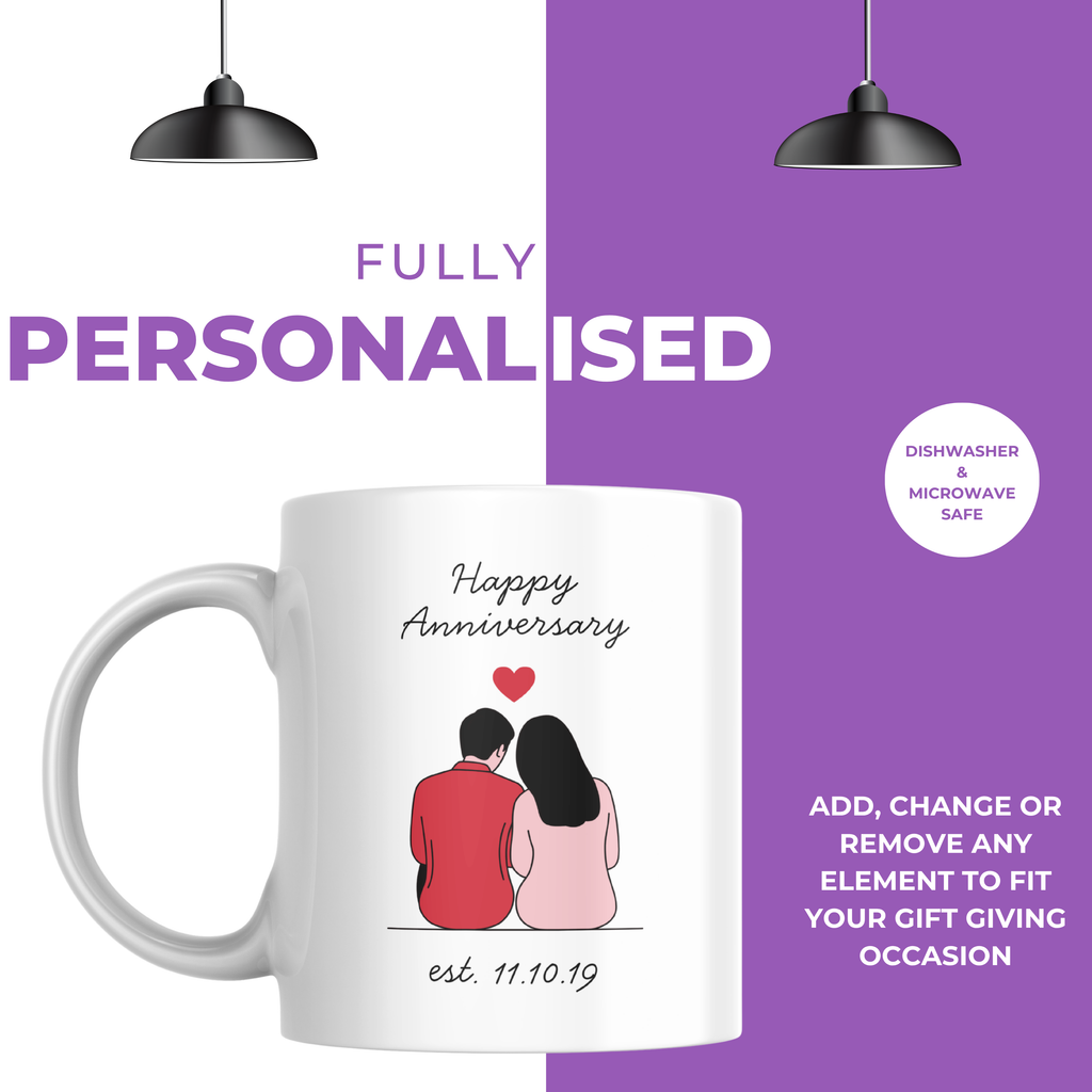 Couple Illustration and Date Anniversary Mug – personalisation information