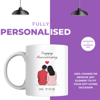 Couple Illustration and Date Anniversary Mug – personalisation information