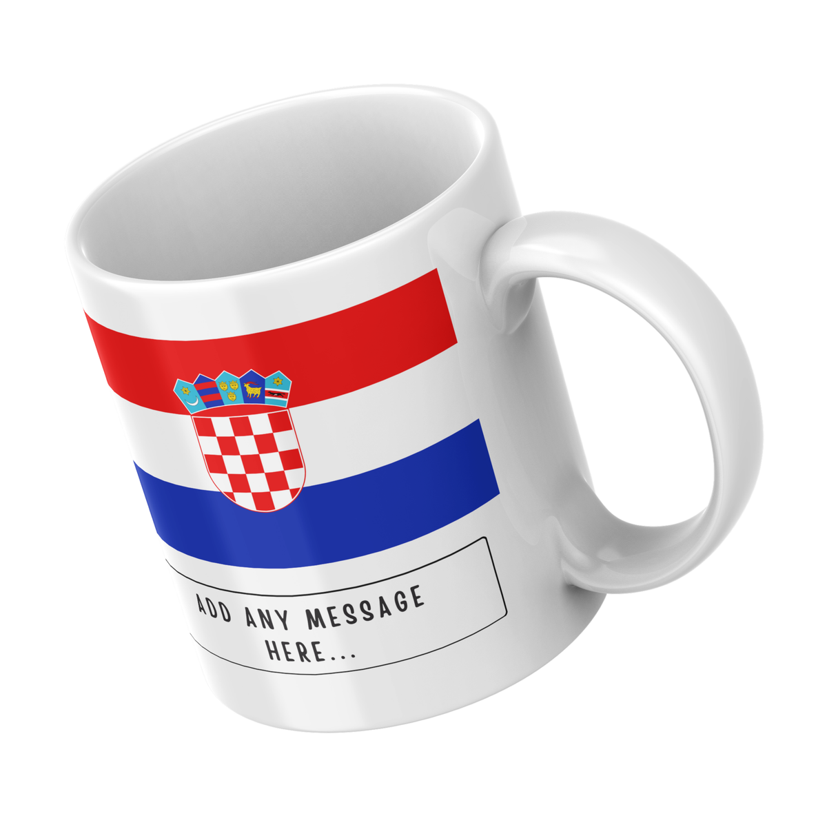 Personalised Croatia flag mug – angled view