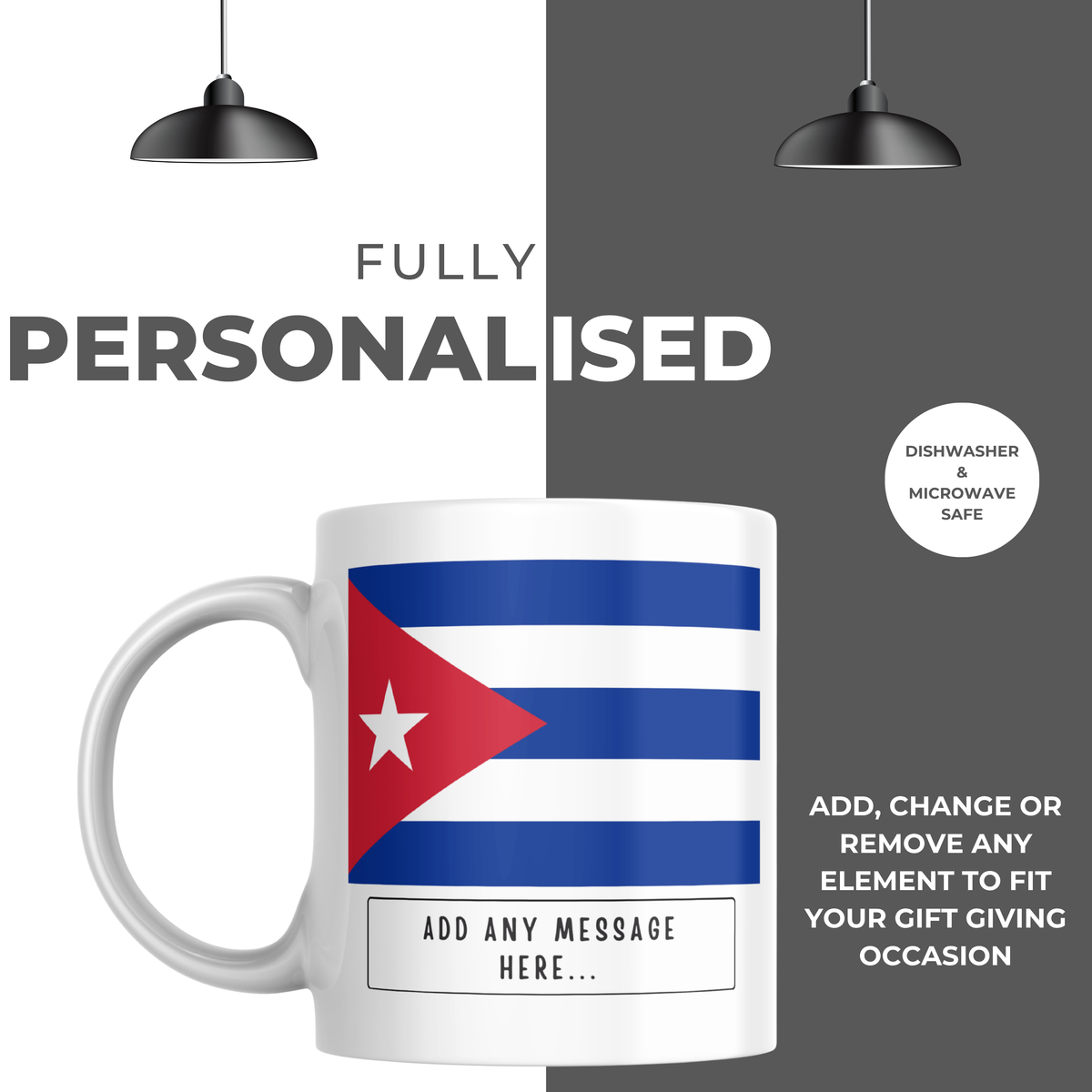 Personalised Cuba flag mug – personalisation and care information