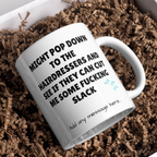 Cut Me Some Slack Hairdresser Mug – gift presentation on paper packing