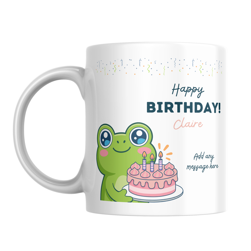 Cute Frog Birthday Mug – front view