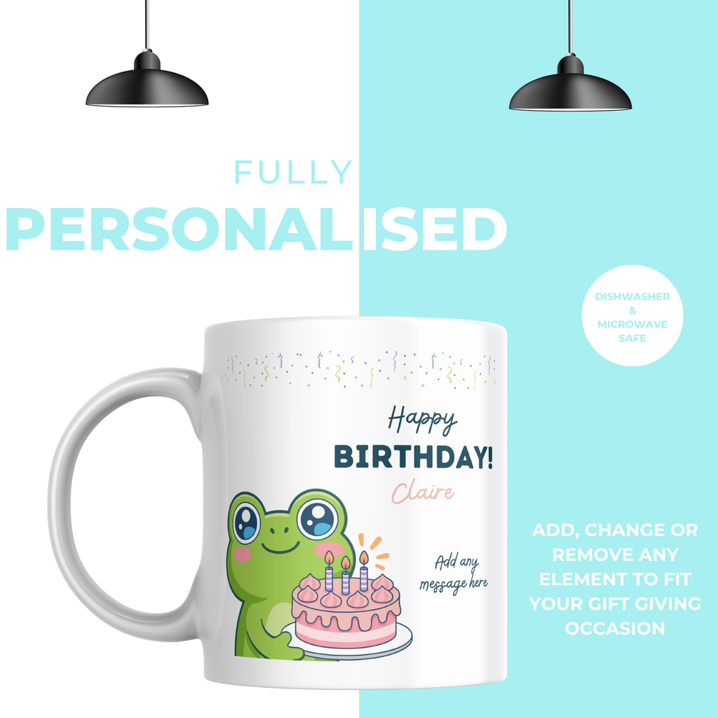 Cute Frog Birthday Mug – personalisation information