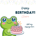 Cute Frog Birthday Mug – original flat artwork