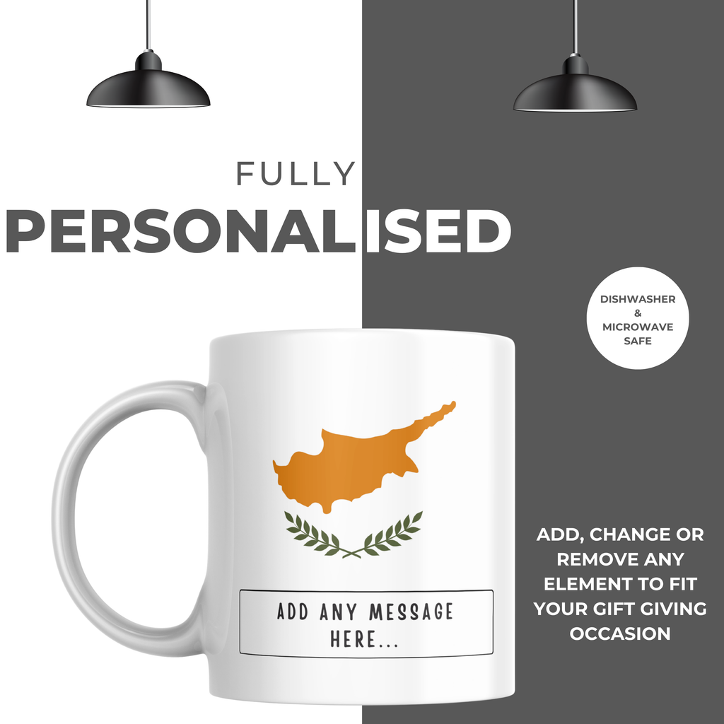 Personalised Cyprus flag mug – personalisation and care information