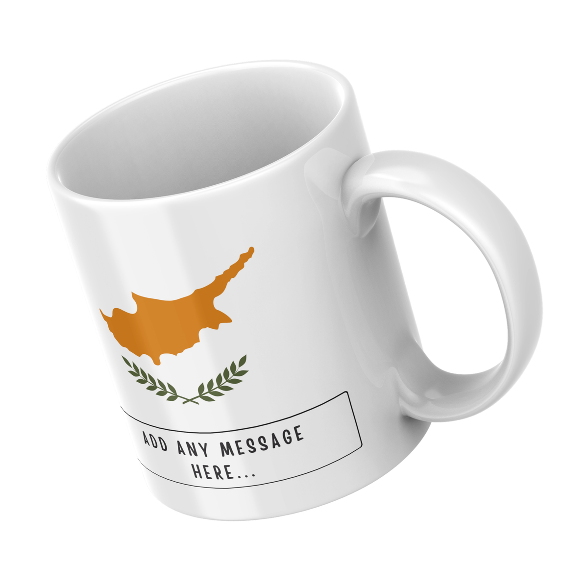 Personalised Cyprus flag mug – angled view