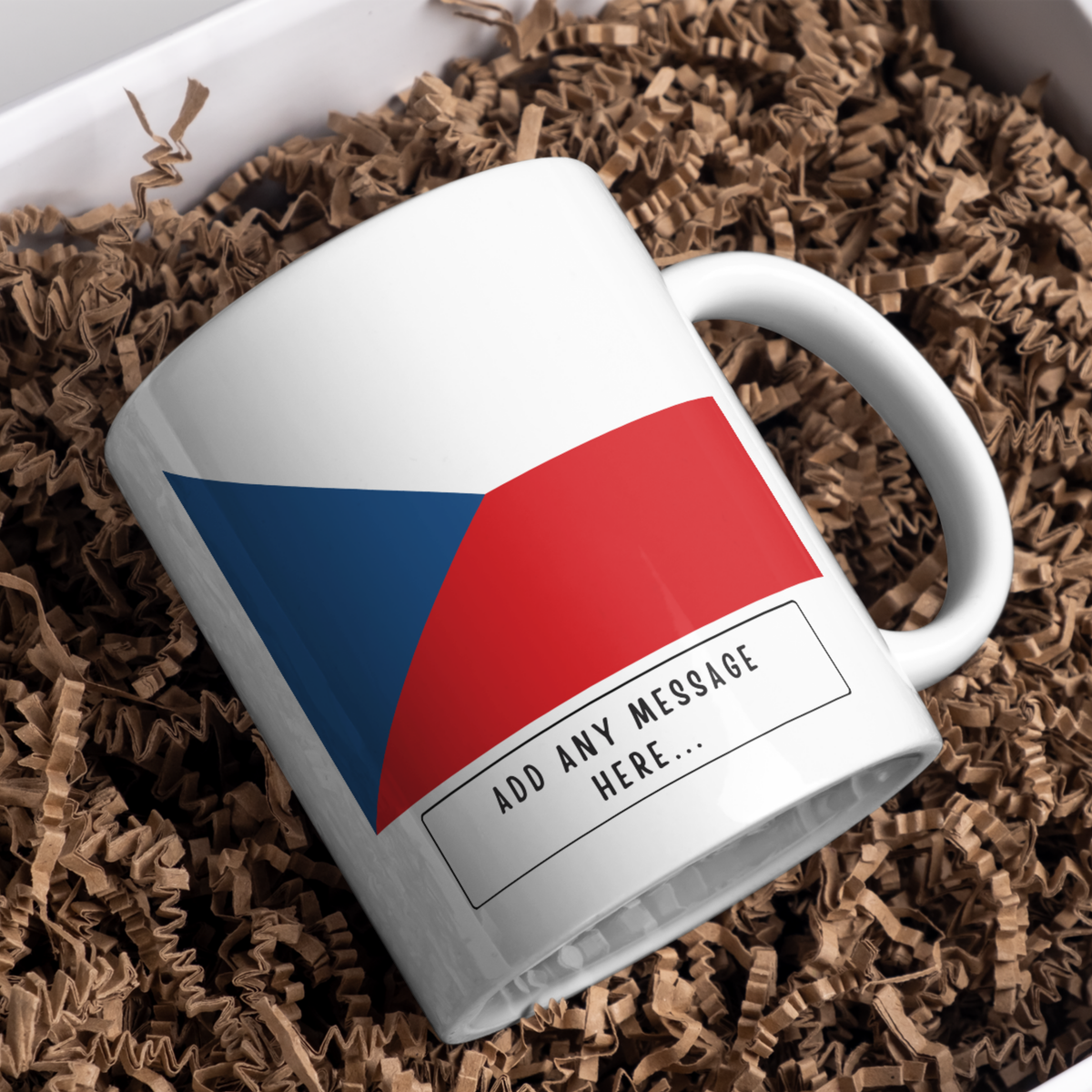 Personalised Czech Republic flag mug – gift presentation on paper packing