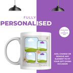 Daisy Four Photo Collage Anniversary Mug – personalisation information