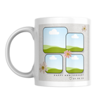 Daisy Four Photo Collage Anniversary Mug – front view with photo placeholders