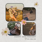 Daisy Four Photo Collage Anniversary Mug – flat artwork with example photos