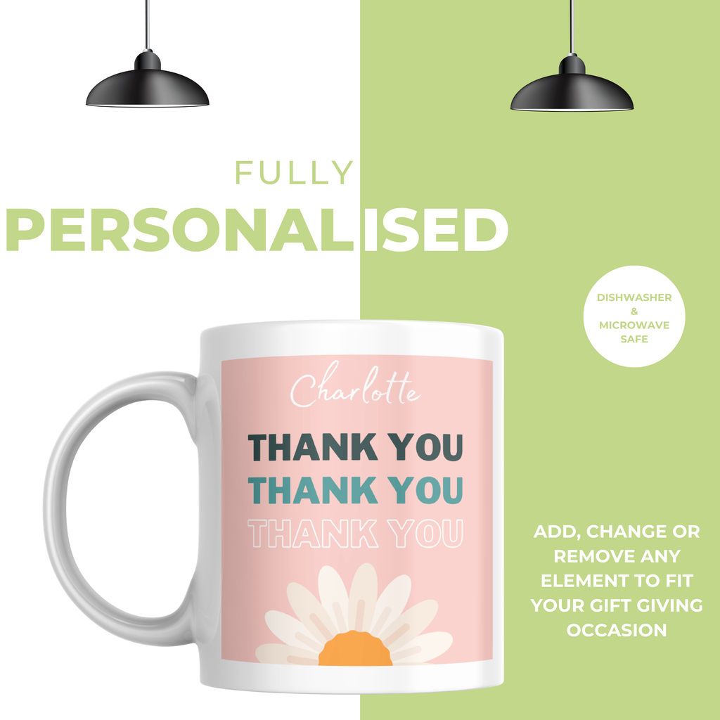 Daisy Thank You Mug – personalisation information