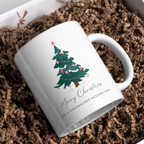 Decorated Green Christmas Tree Mug – gift presentation on paper packing