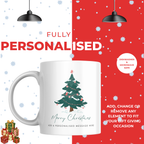 Decorated Green Christmas Tree Mug – personalisation information