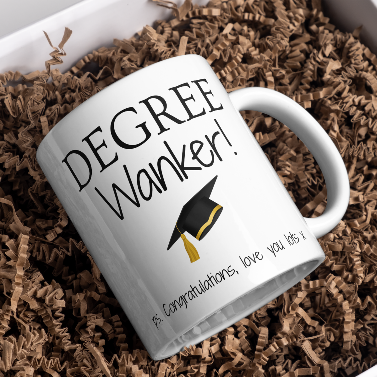 Degree Wanker Mug – gift presentation on paper packing